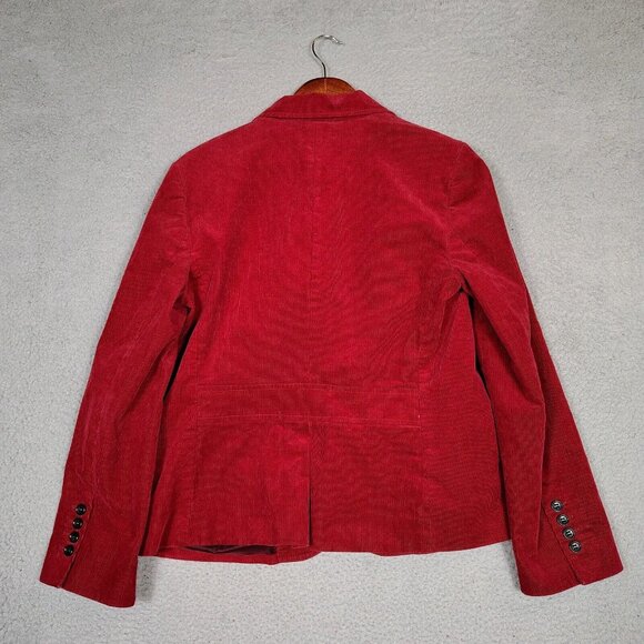 Talbots Blazer Women's 14 Red Corduroy 3-Button Jacket Career Preppy Office - Picture 2 of 10